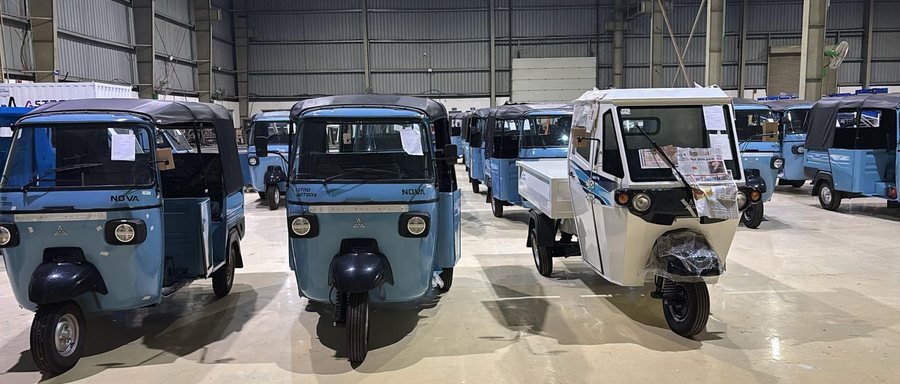 Finished Navya vehicles at the Astro Motors factory.