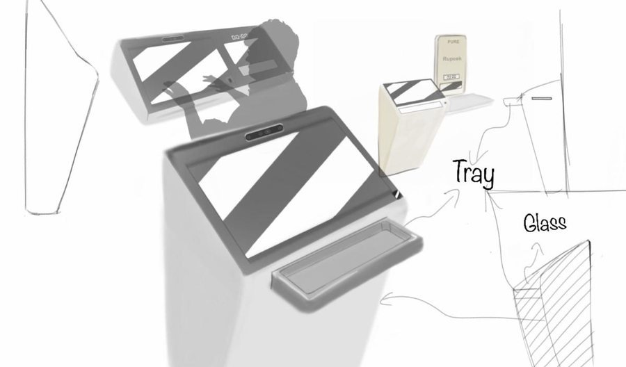 Tray and glass broken out of the assembly.