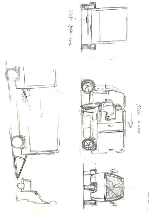 Package sketches working out the cargo proportions.