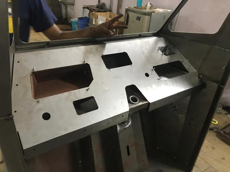Dashboard sheet metal mock-up before the FRP prototype.