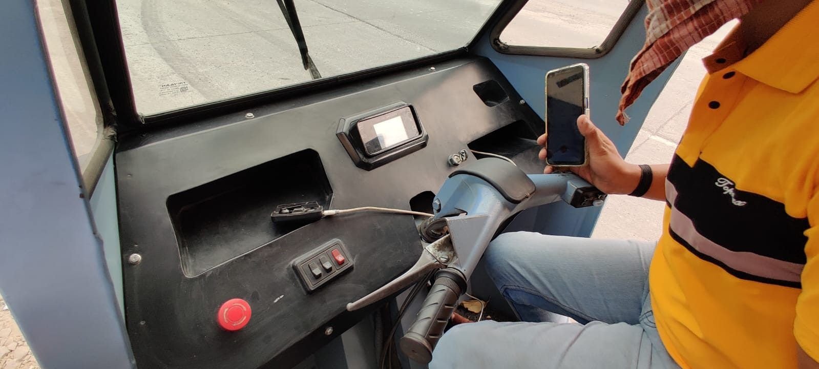 The FRP dashboard prototype fitted in the cab