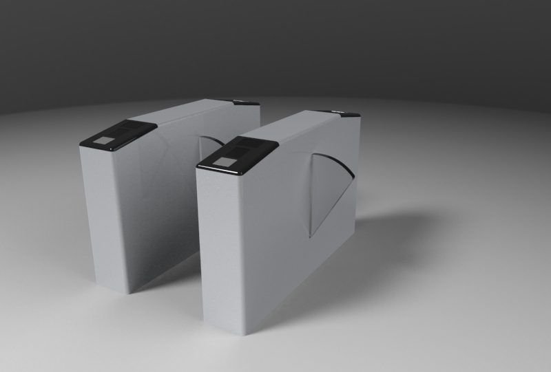 Grey study render of the slimmed twin flap-gate modules