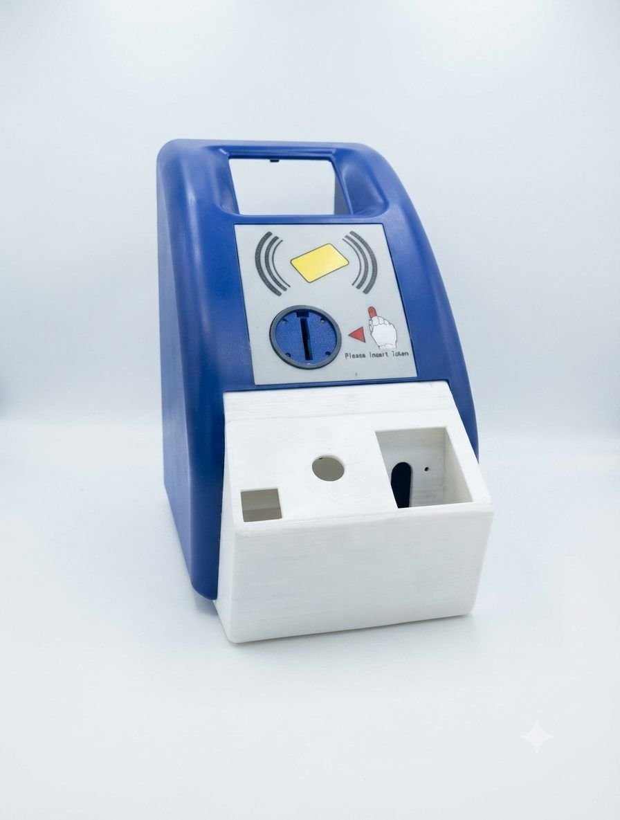 Mumbai Monorail ticketing unit — a blue reader head over a white body